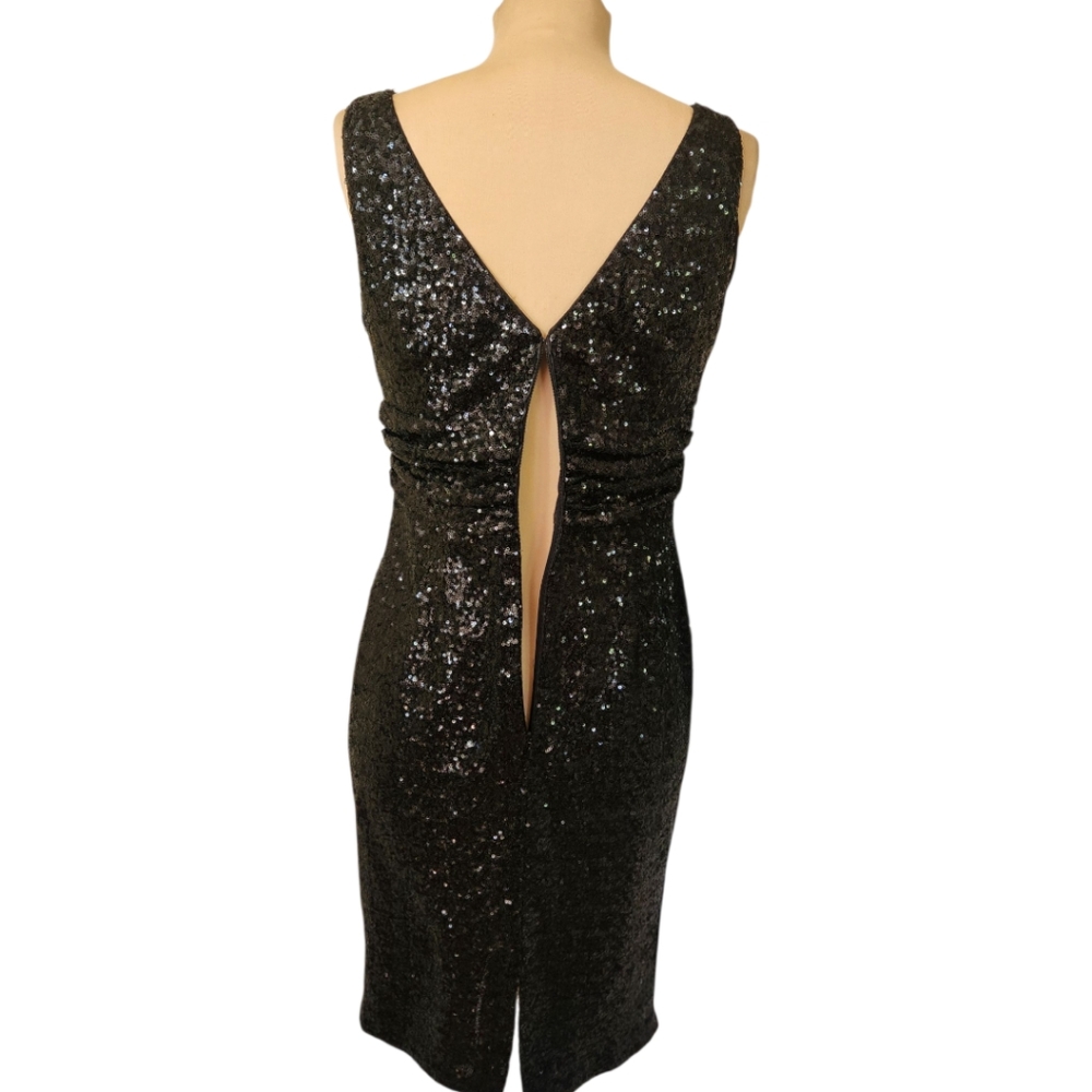 ELIZA J. Black Sequined Sheath Cocktail Dress - Size 8 - Picture 10 of 14